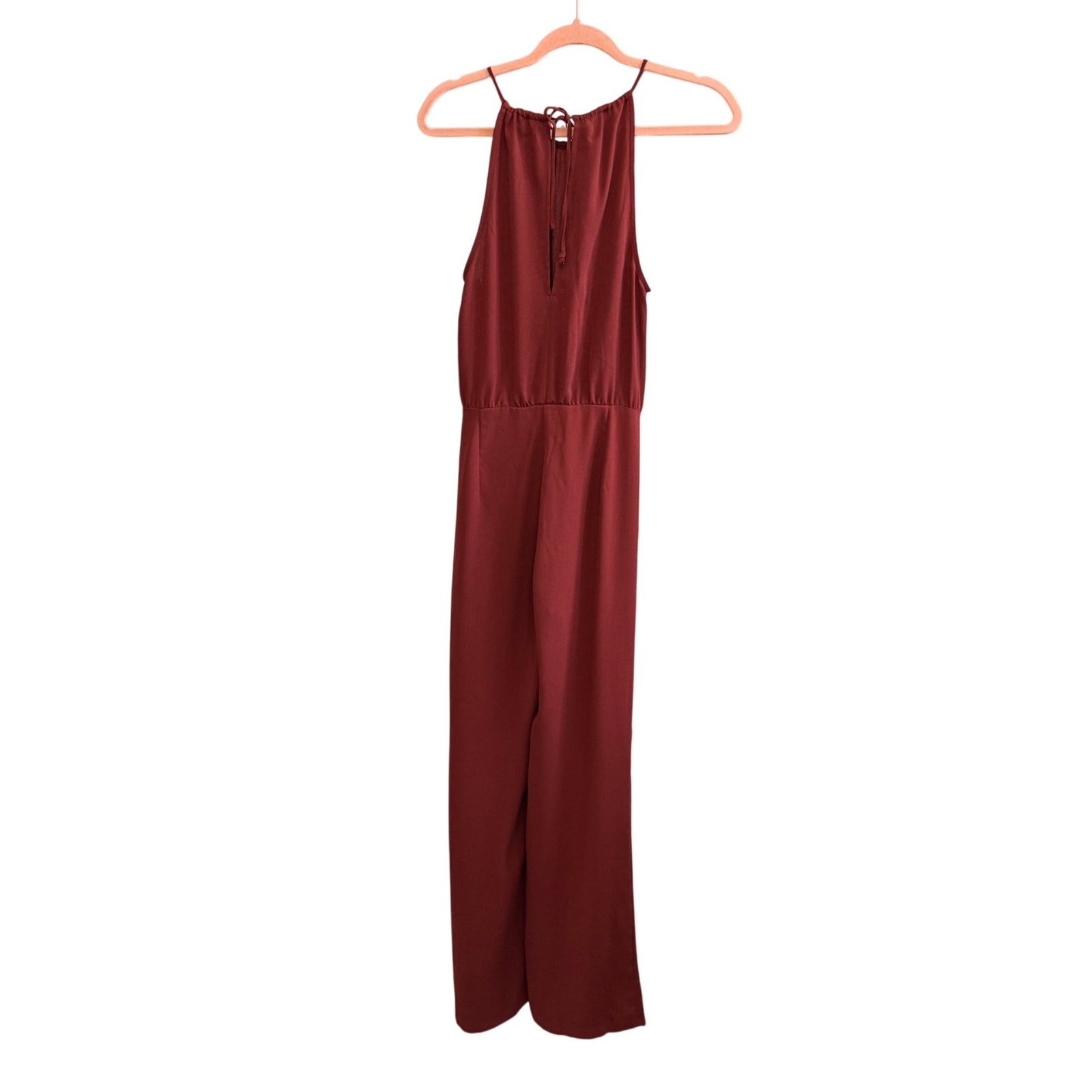 New Chelsea 28 Women's Burgundy Halter Neck One-Piece Jumpsuit Size Small — image 4 of 8
